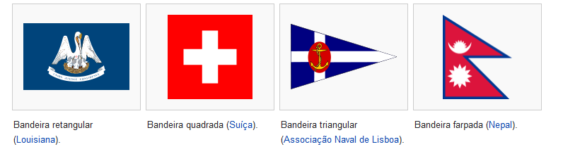 Exemplos de Formatos de Bandeiras
